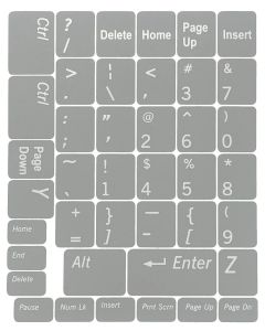 N48 Tastaturaufkleber - Hellgrauer Hintergrund - Mittleres Set - 12,5mm x 10,5mm